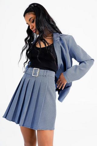 Check Pleated Mini Skirt