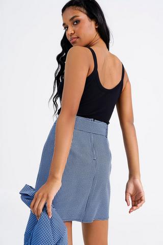 Check Pleated Mini Skirt