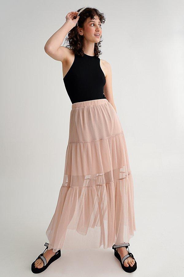 Elasticated Mesh Layered Skirt