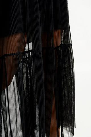 Mesh Tiered Maxi Skirt