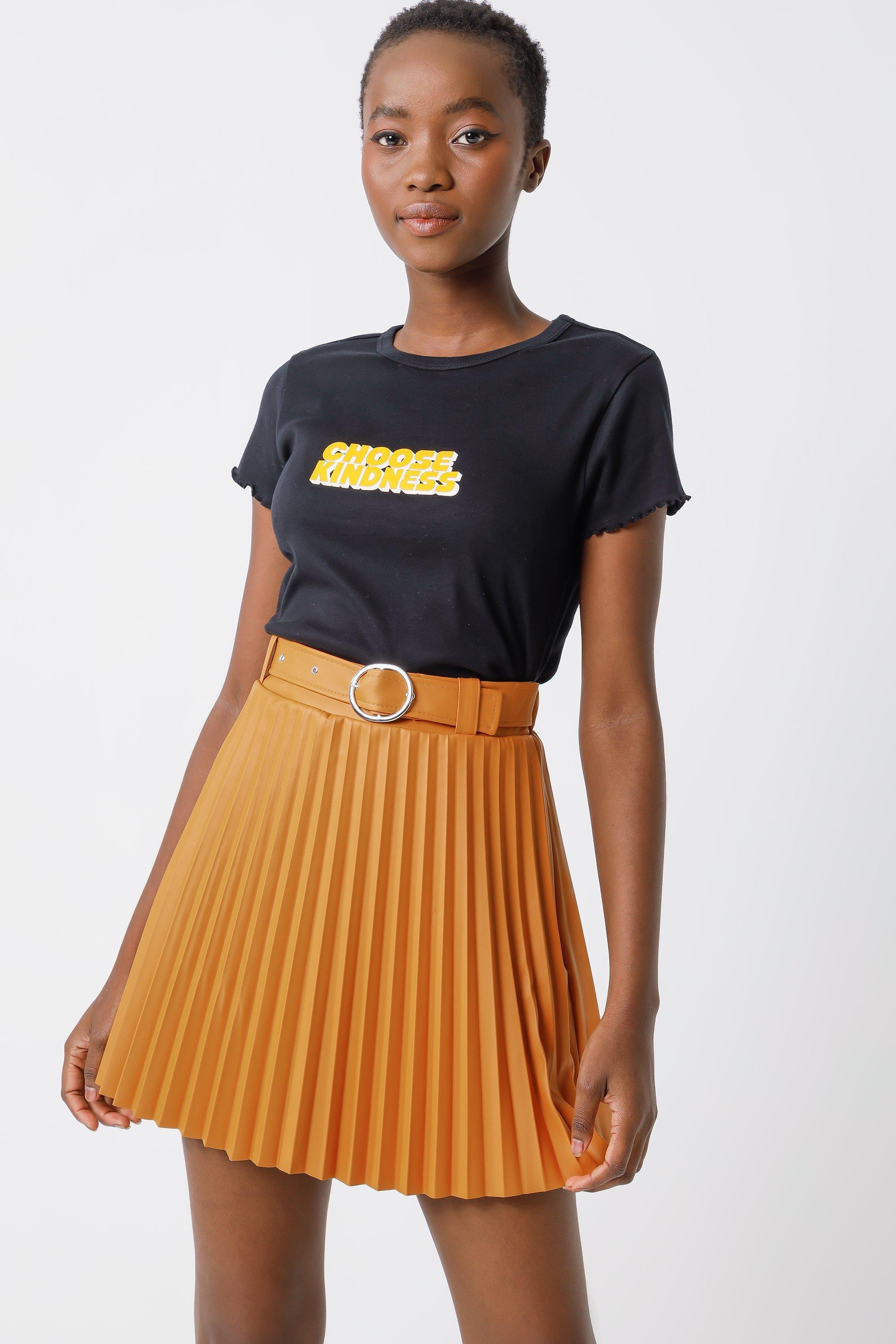 Short mustard yellow outlet skirt