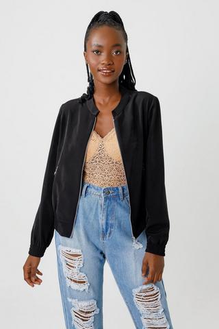 Satin bomber hot sale jacket women