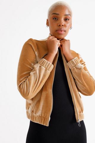 Velour Bomber Jacket