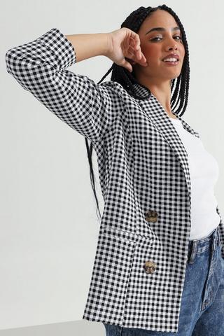 Check Double Breasted Blazer