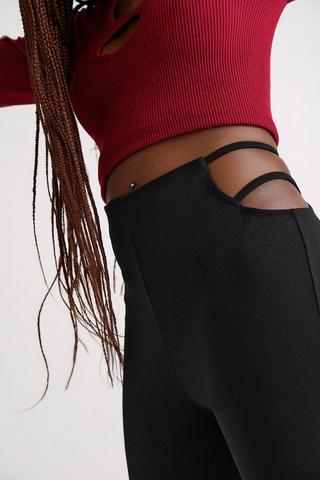  Pants for Women Lace Up Side Flare Leg Pants (Color : Black,  Size : Small) : Clothing, Shoes & Jewelry
