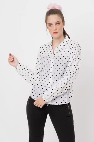 Polka Dot Puff Sleeve Shirt