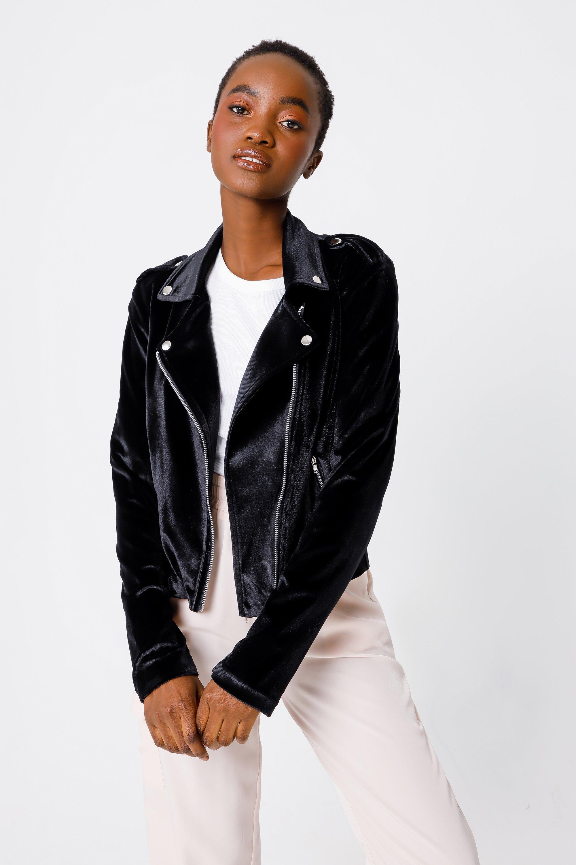 Velour Biker Jacket