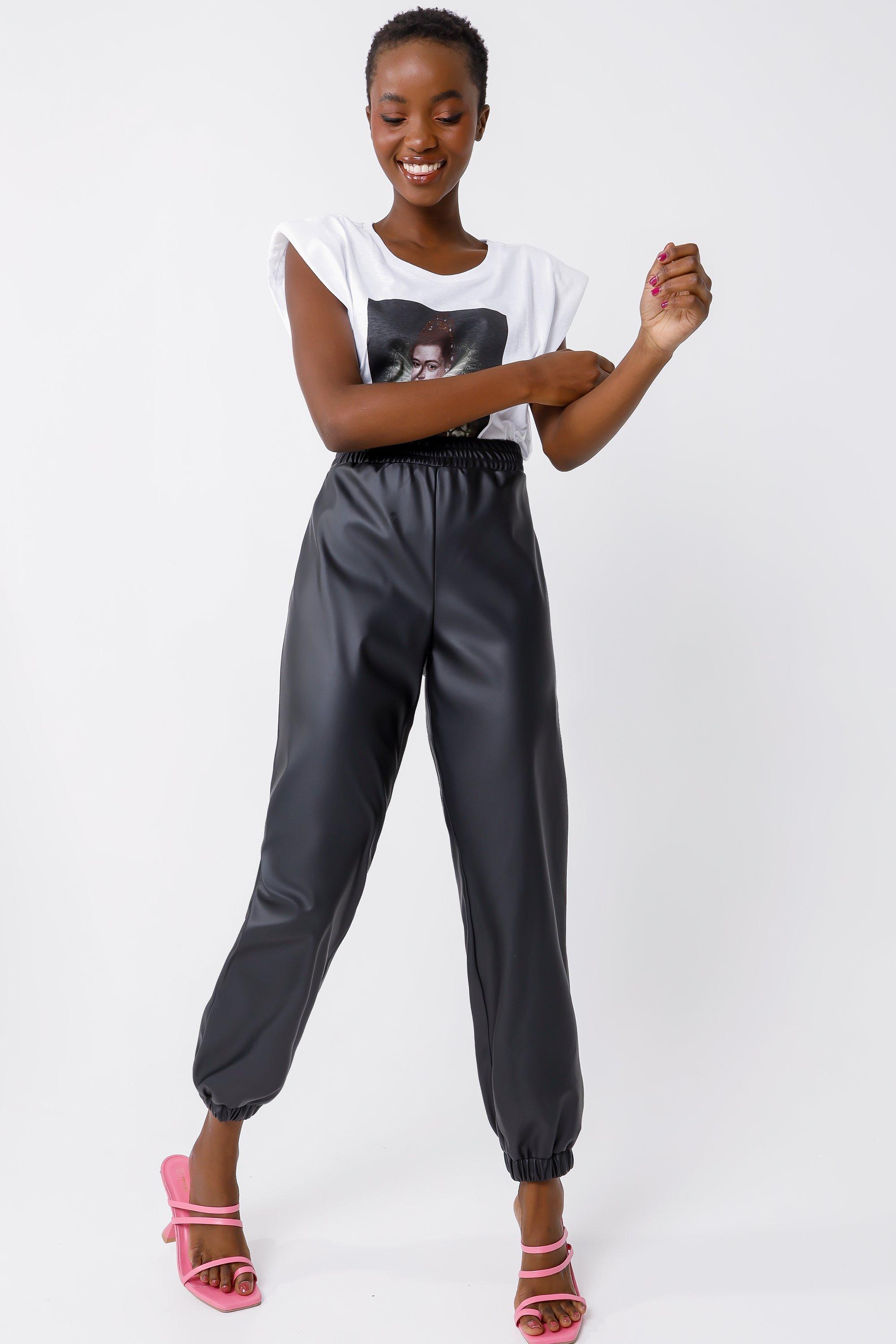 Girls discount leather joggers