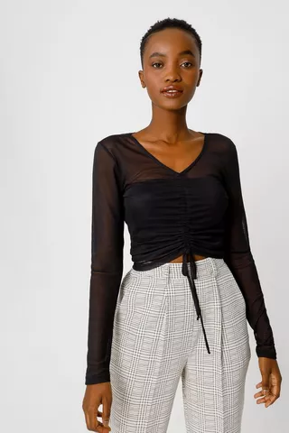 Ruched Tie Front Top
