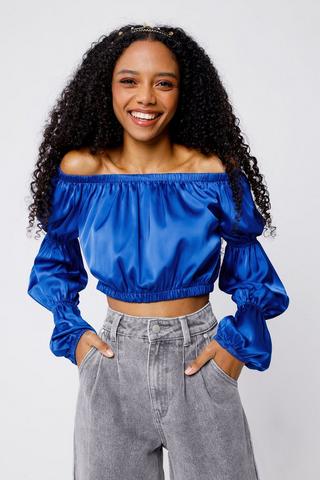 Satin off shoulder top online