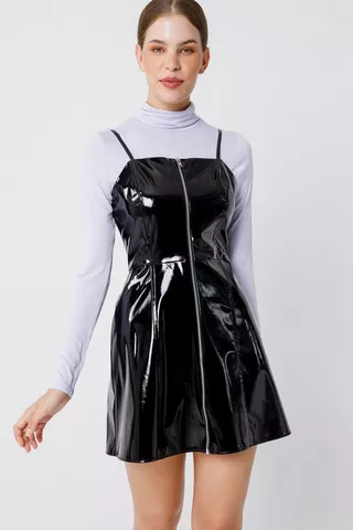 Wet Look Pleather Pinafore