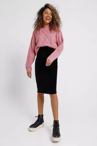 Velour Bodycon Skirt