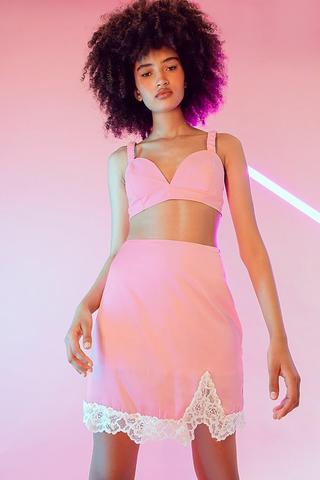 Lace Trim Bodycon Mini Skirt