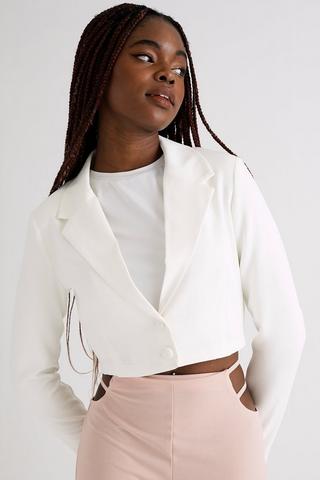 Womens white cropped on sale blazer