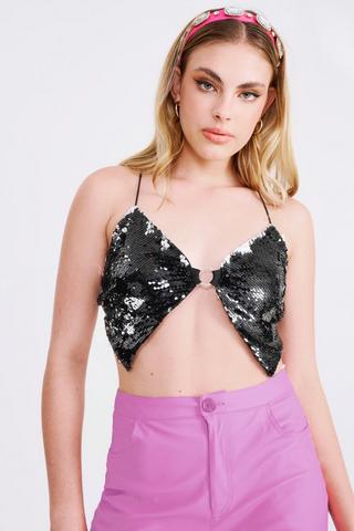 STARE AWAY PINK SEQUIN BRALETTE