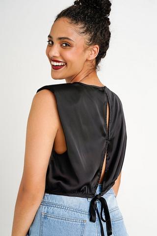 Satin tie back top online