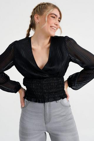 Satin Shirred Top
