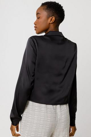 Satin Tie Front Shirt