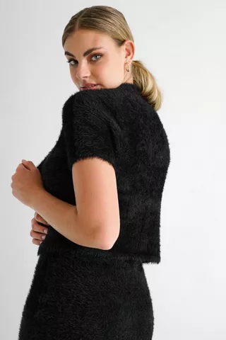 Fluffy Button Front Top