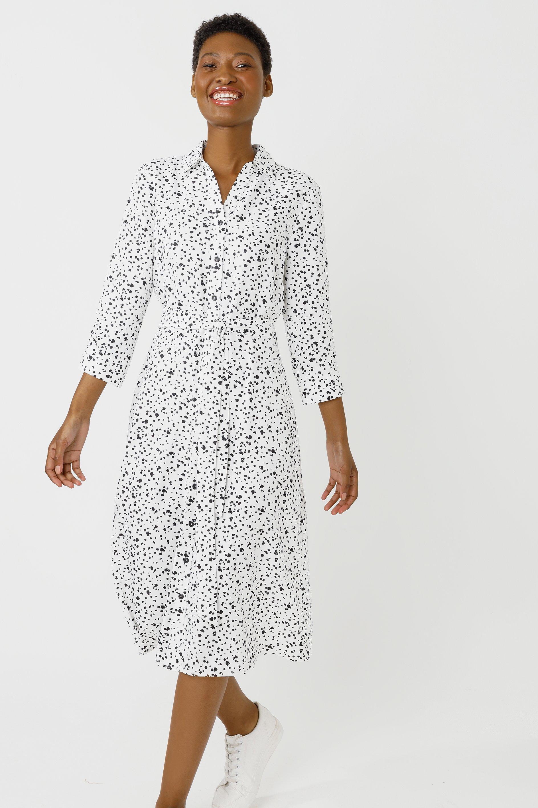 Black and white cheap polka dot shirt dress