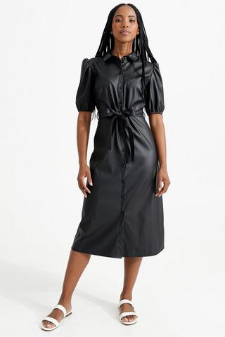 Pleather Shirt Dress