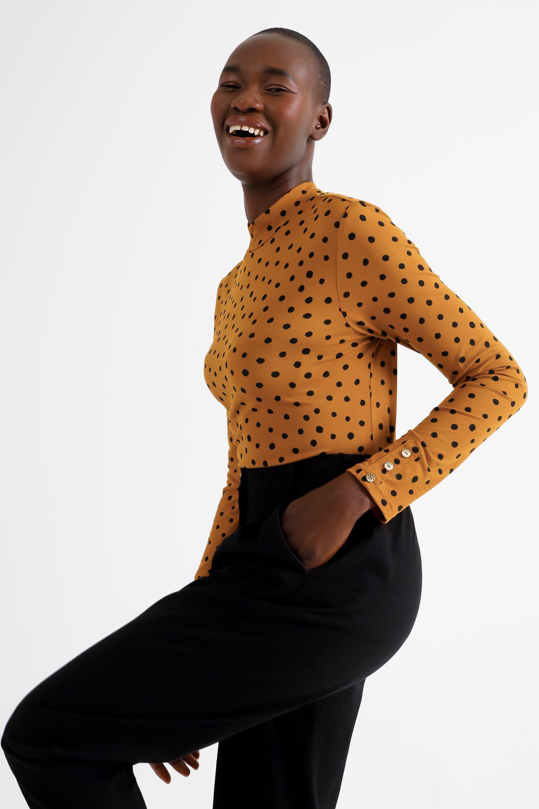 Yellow polka best sale dot top zara