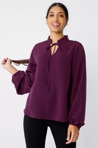 Tie Front Slouchy Blouse