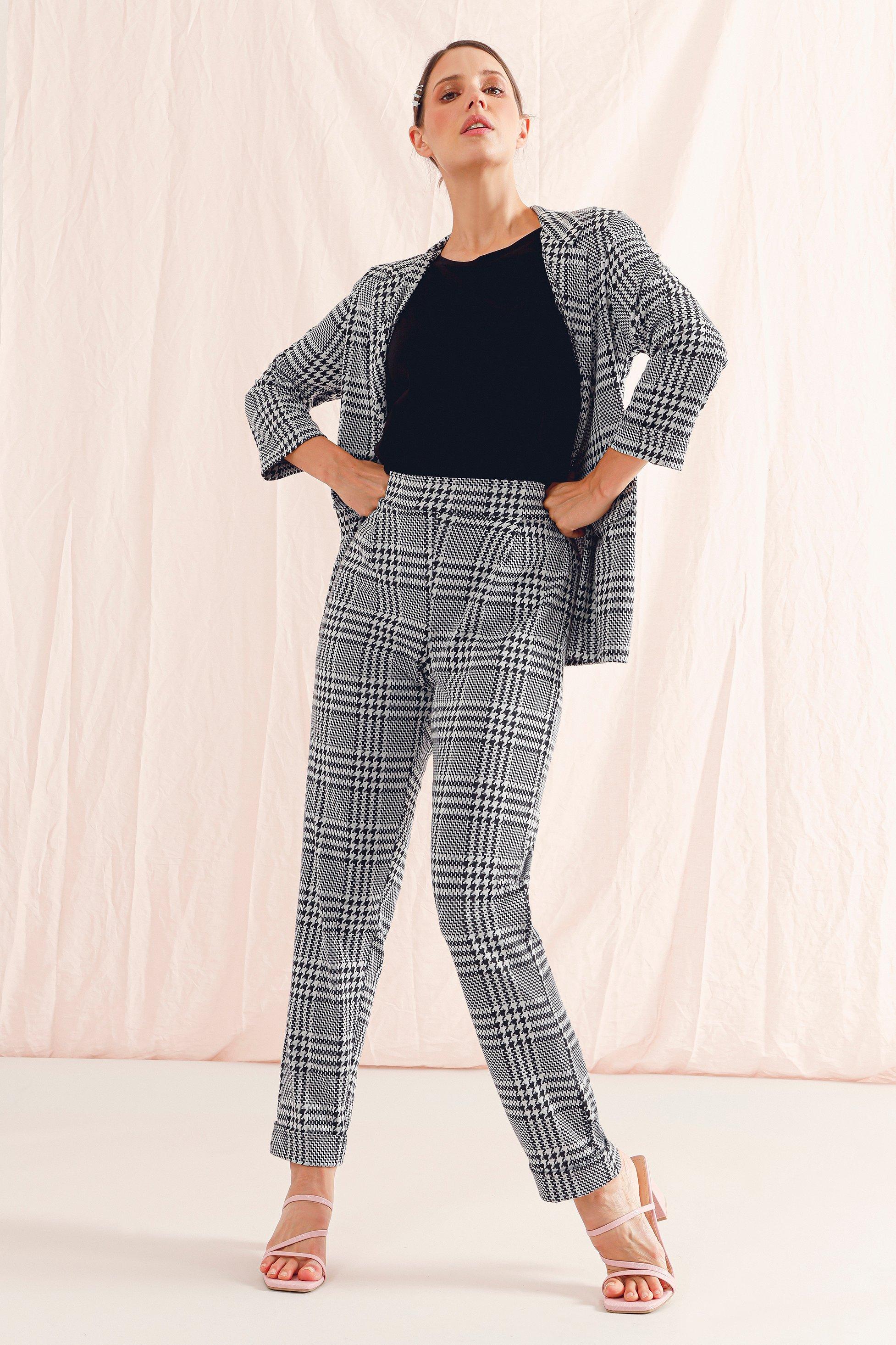Houndstooth Tapered Pants