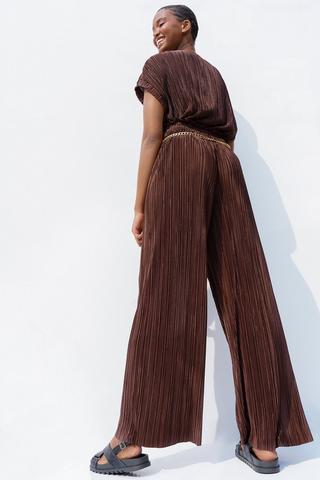 Textured Wide Leg Pants