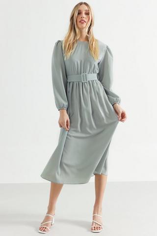 Drop Waist Belted Dress