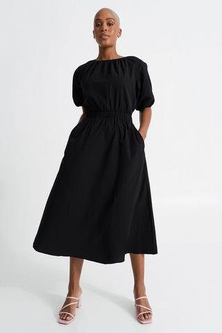 Poplin Puff Sleeve Dress