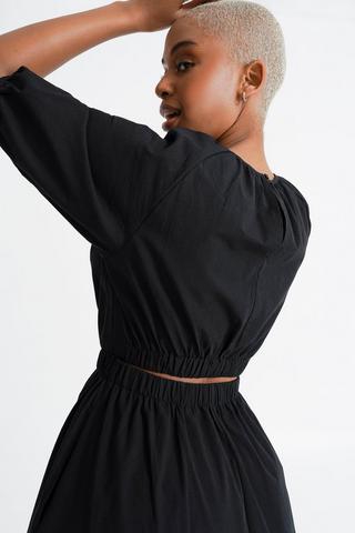 Poplin Puff Sleeve Dress