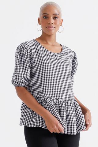 Peplum Puff Sleeve Top