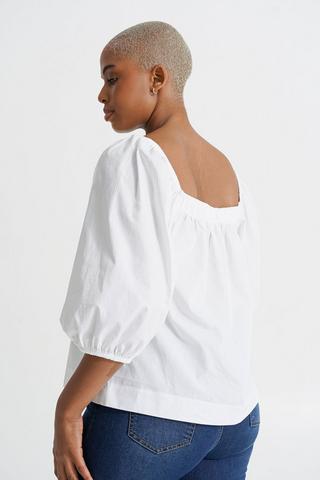 Poplin Puff Sleeve Top