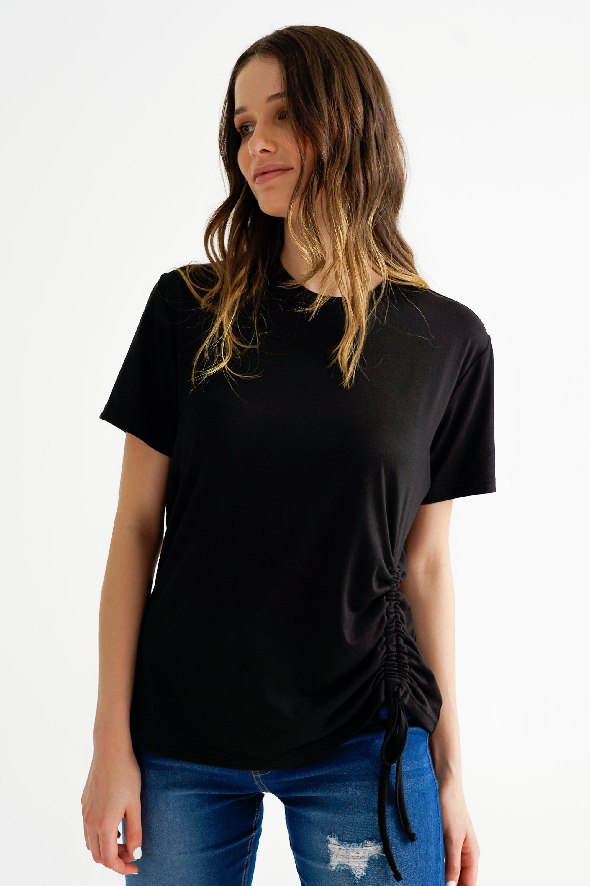 Tazi Ruched Tee - Black main image 1