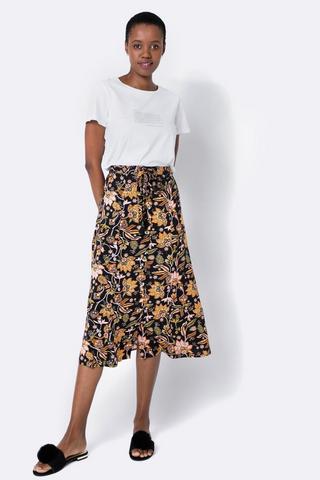 Floral Button Up A-line Skirt