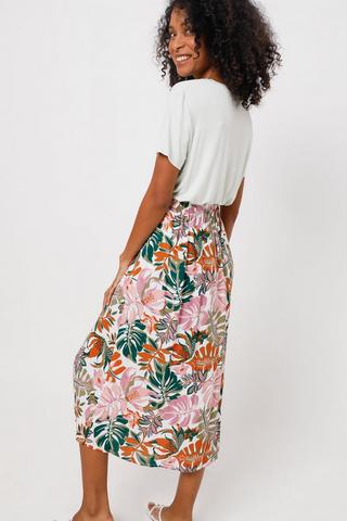 Floral Button Up A-line Skirt