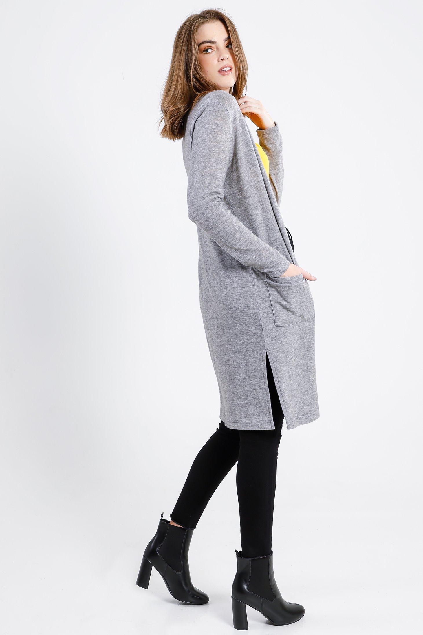 type L long ribbon magnolia gray/Mサイズ Longer Length Cardigan