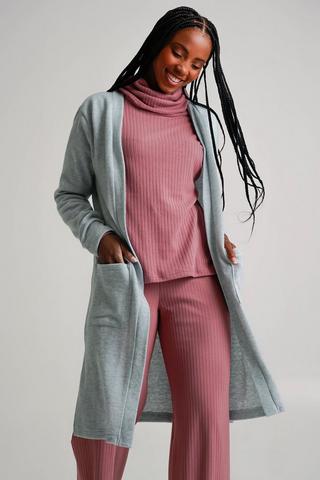 Ladies Longer Length Cardigan - Grey