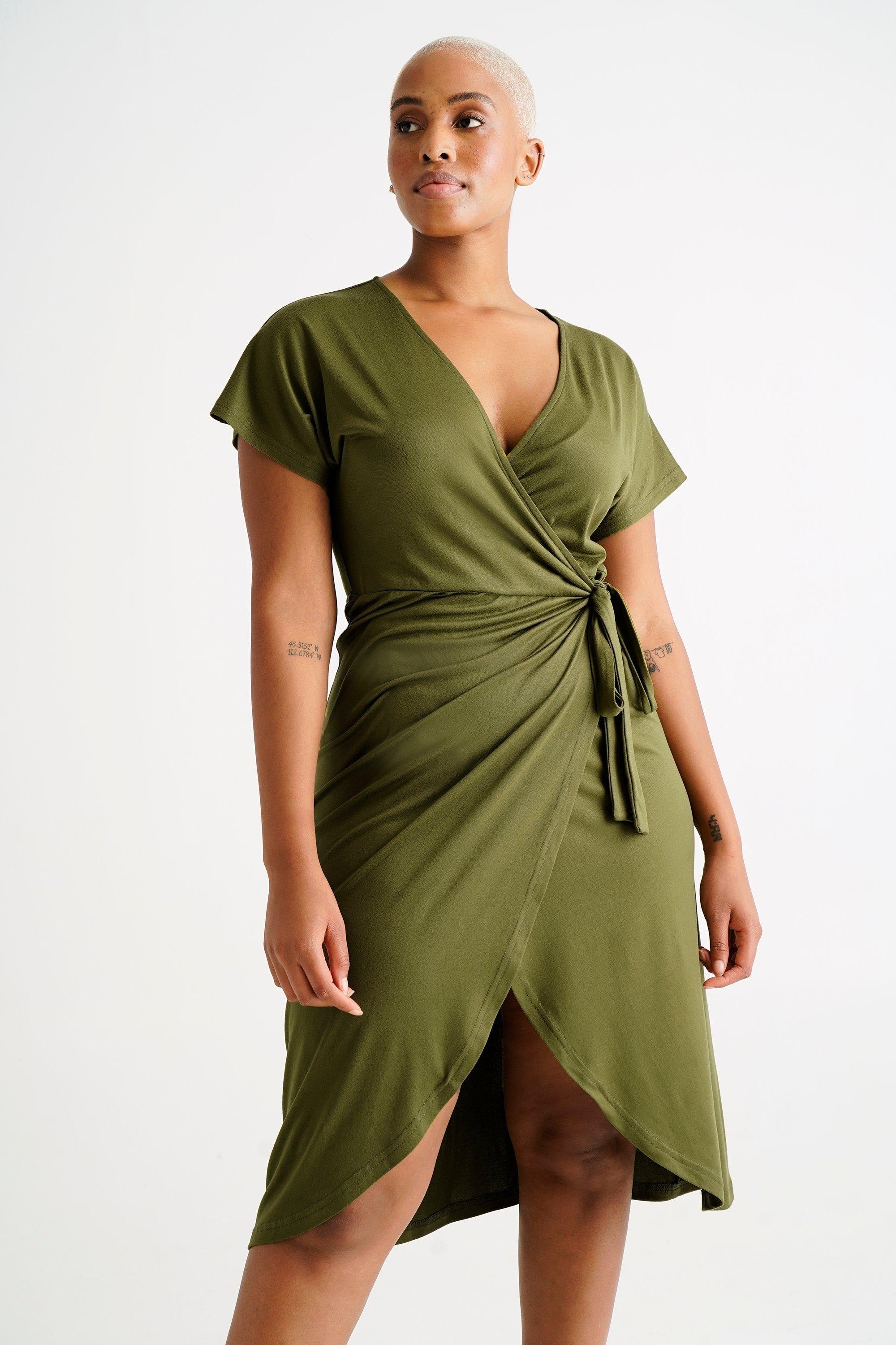 Ladies wrap over dresses on sale