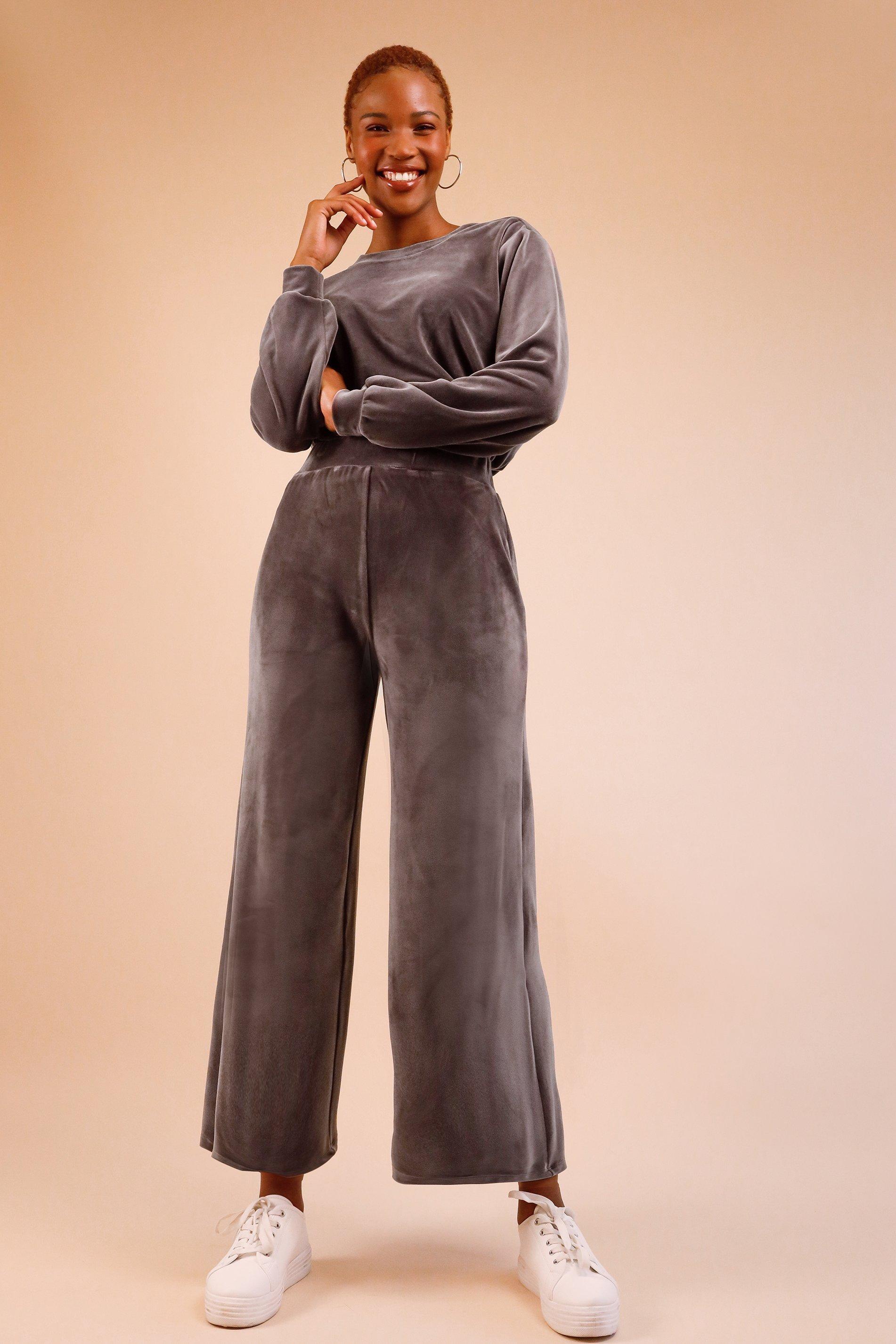 Velour Flare Leg Pants