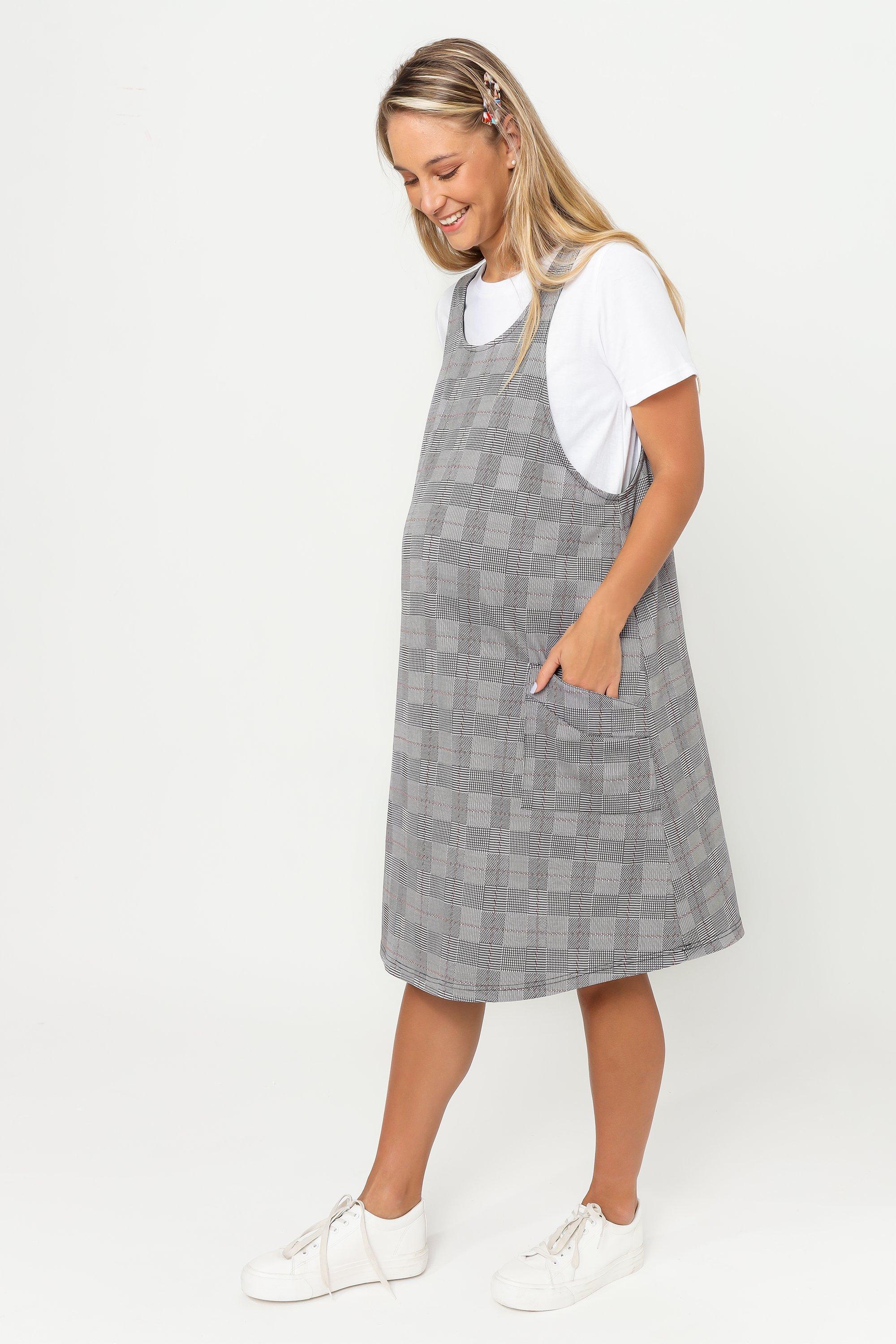 Maternity Check Pinafore Dress 