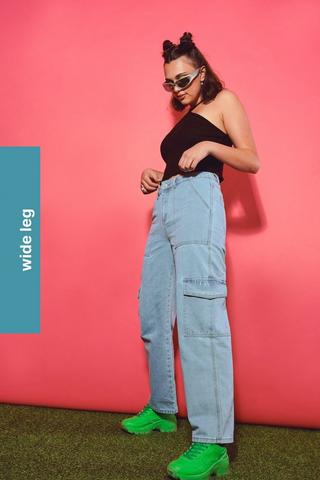 Wide Leg Cargo Denim