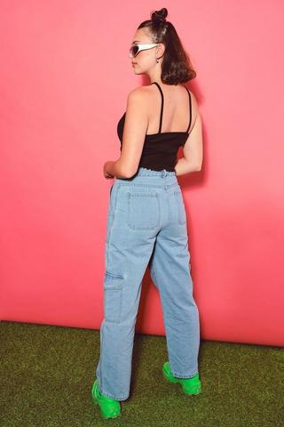 Wide Leg Cargo Denim
