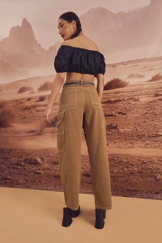 Wide Leg Cargo Denim