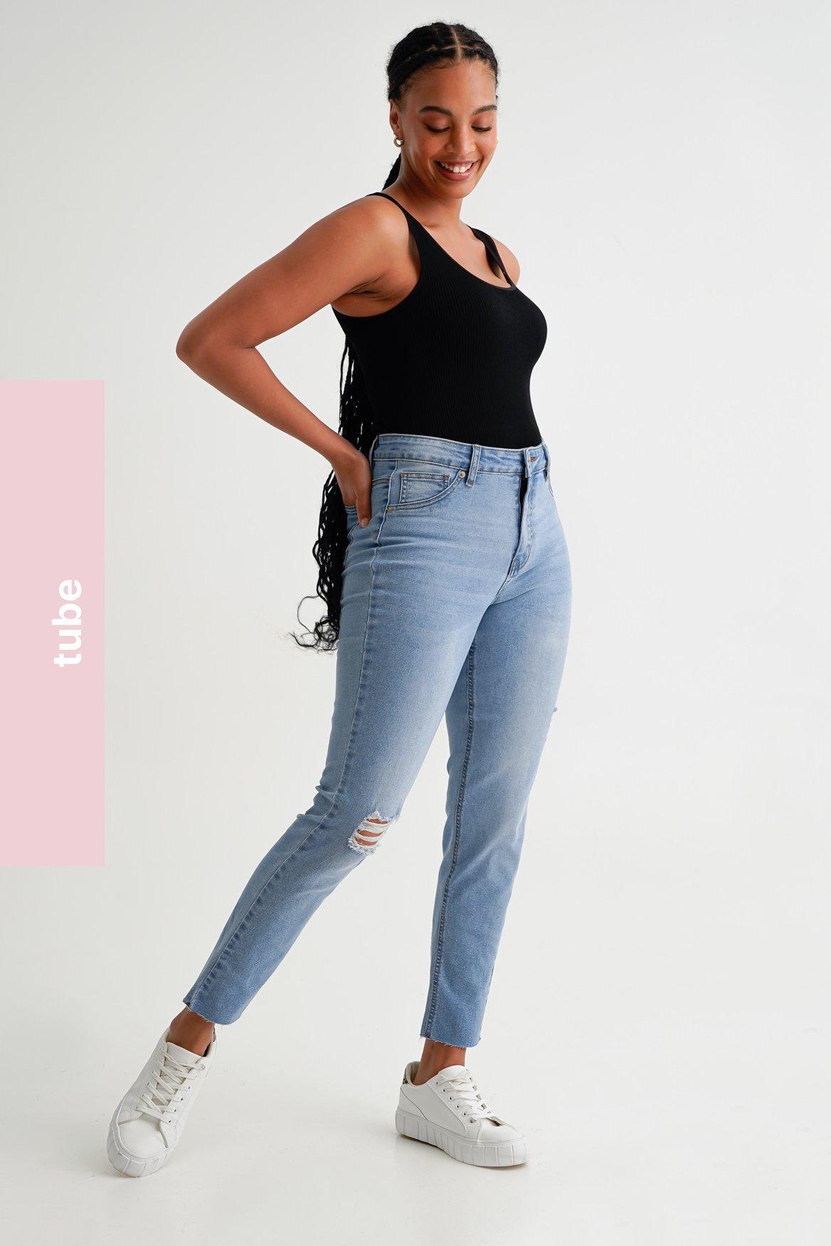 Tube Button Detail Tunic Denim Set