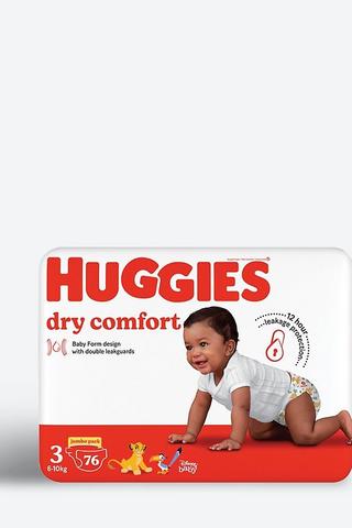 Huggies Dry Comfort Size 3 Jumbo 76 Pack