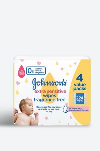 Johnson's Extra Sensitive Baby Wipes 4 X 56