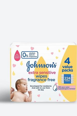 Johnson's Extra Sensitive Baby Wipes 4 X 56