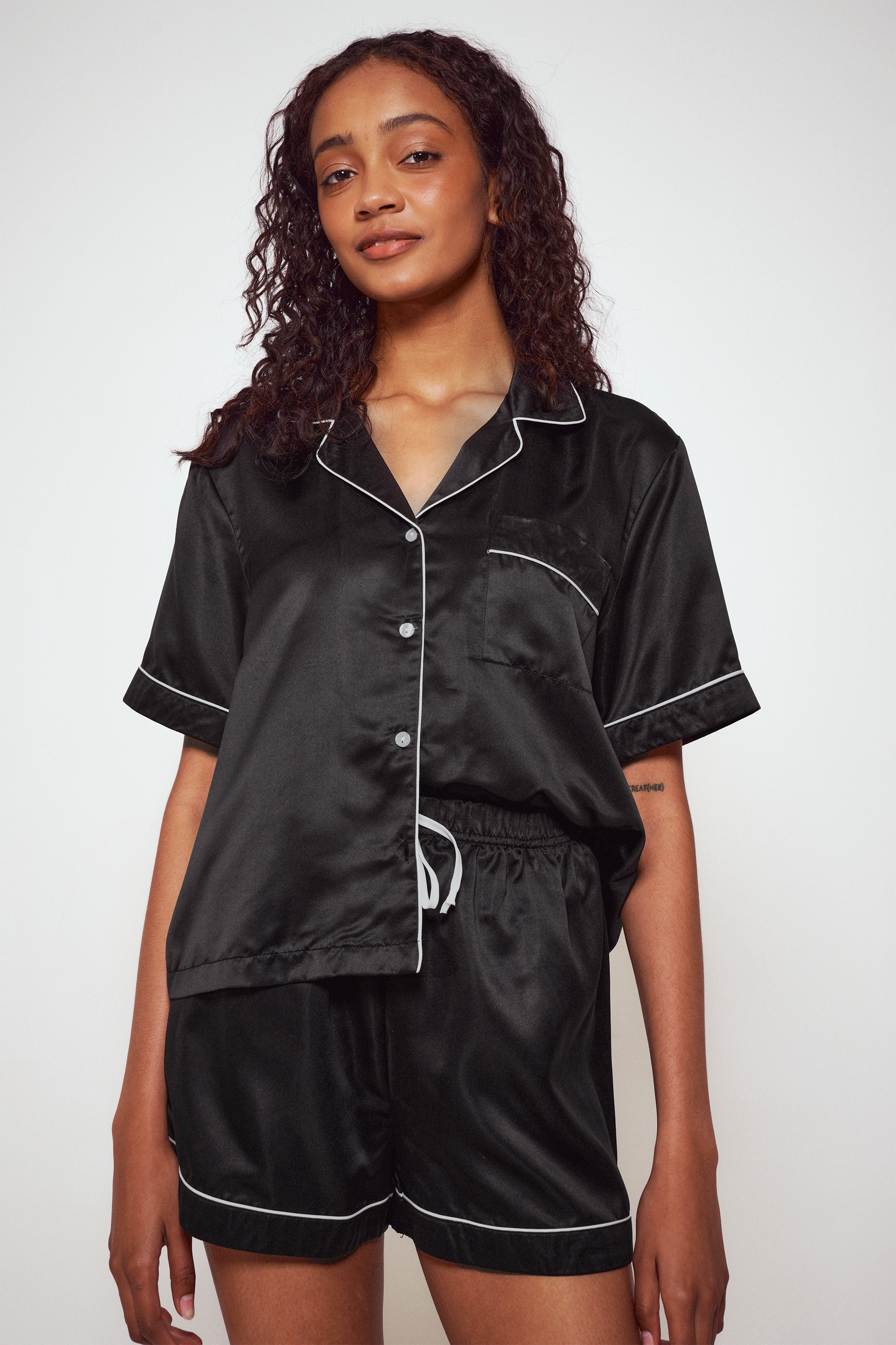 Satin button up online pjs